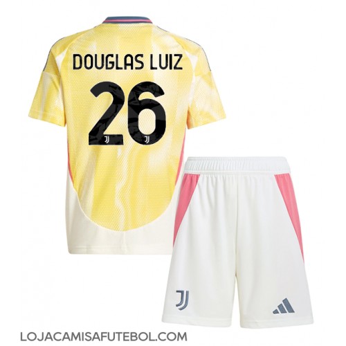 Camisa de Futebol Juventus Douglas Luiz #26 Equipamento Secundário Infantil 2024-25 Manga Curta (+ Calças curtas)